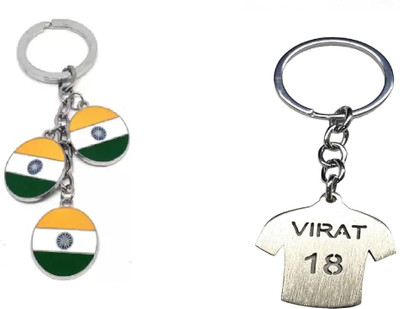 MORELL N-FLAG 3 Token KEYCHAIN AND Virat Kohli Laser cut keychain COMBO Key Chain