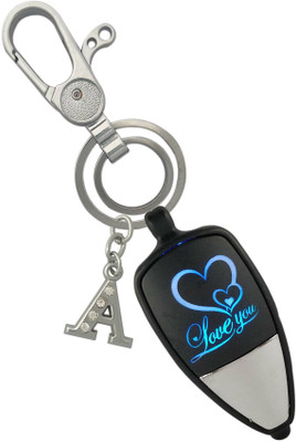 SHOKY LOOKS Multicolor Love U Light With Stone A Letter Beautiful Locking Lock Key Chain