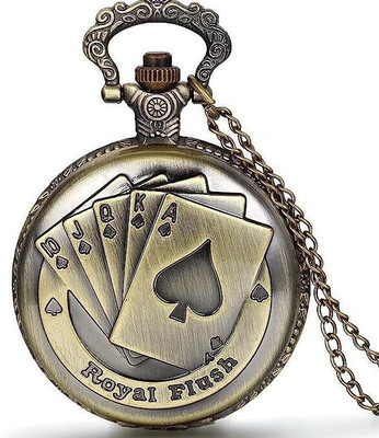 BBG NEW_Royal Flush Face vintage style pocket watch keychain Key Chain