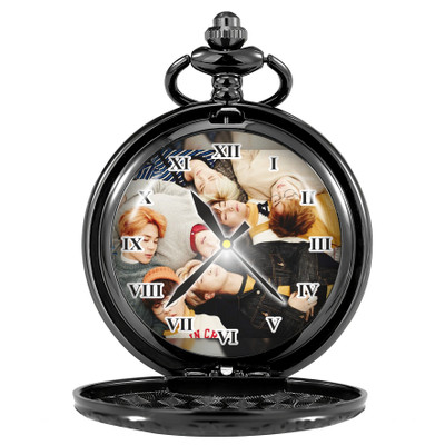 GT Gala Time Black BTS Theme BTS Army Dial Printed for Gift Pocket Watch Key Chain