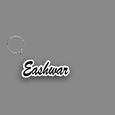 SY Gifts SYG Eashwar Name Keychain White And Black Key Chain