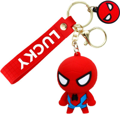 KARBD Spiderman Marvel Avengers Lucky 3D PVC Silicone Rubber Keychain Metal Key Chain