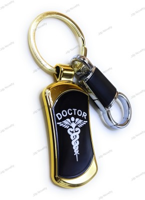 Jdp Novelty Doctors Logos Premium Quality Metal Keychain with Hook Black Gold Colour Key Chain
