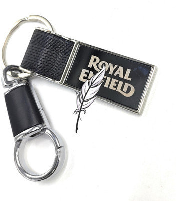 Jdp Novelty New Leather Metal Keychain for Royal Enfield Bike.Rectangular Shape.With Hook Key Chain