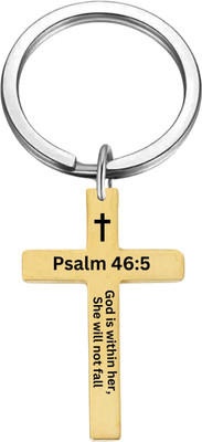 Sullery Bible Verse Keychain Christian Cross Gold Pslam 46.5 SulleryKey202558 Key Chain