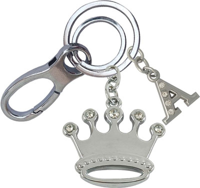 HANDSOME ISK Diamond Princess Crown with A Letter Locking Lock Key Chain