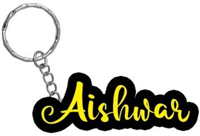 SY Gifts Aishwar Name Black Yellow Name Keychain Key Chain