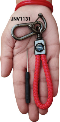 JNV Handwoven Leather Thread Keychain Compatible With Jaguar Car (Red) Key Chain