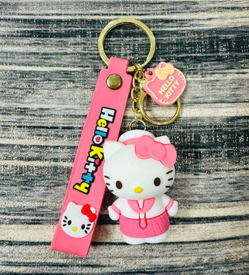 SHRI JI PVC Rubber Kitty in Pink Dress Keychain with Strap Key Chain