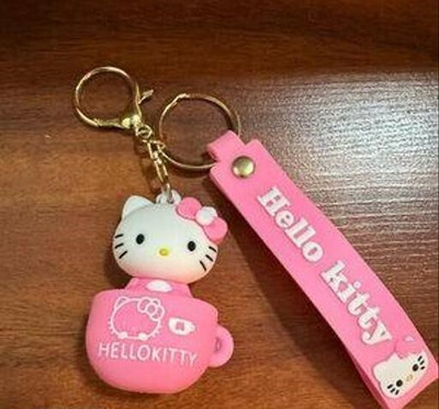 neze NZ 80 Cute Hello Kitty in a cute mug Keychain & Keyring with Strap (Pink) Key Chain