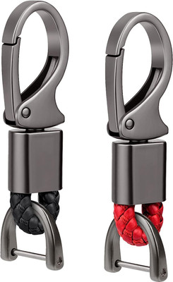 CONTACTS Black & Red Pack 2 Heavy Duty Stainless Steel Hook Key Chain