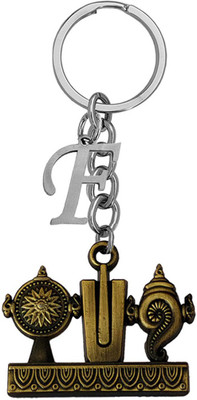 M Men Style Lord Tirupati Balaji Shanku Chakra Namam Initial Letter Alphabet -F SKey2022469 Key Chain