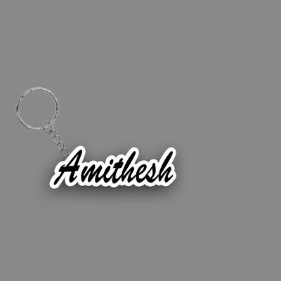 SY Gifts SYG Amithesh Name Keychain White And Black Key Chain