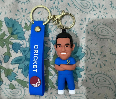 SRG Highquality PVC Indian Cricketer M.S. Dhoni Keychain with Strap Key Chain