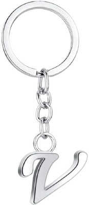 SRG Stylish Letter Alphabet Keyring with charm Alphabet Initial V Key Chain
