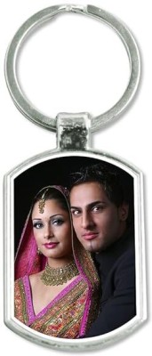 TRUEDUKAAN Unisex Metal Silver double side Personalised Photo Keychain Rectangle Shape Key Chain