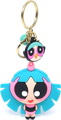 WHITE POPCORN Famous Cartoon Powerpuff Girls Bubbles Cute Girl In 3D keychain Key Chain