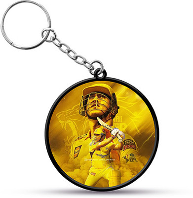 VINODHANA CSK Dhoni Keychain | MSD | Round Shape | Double side printed 01 Key Chain