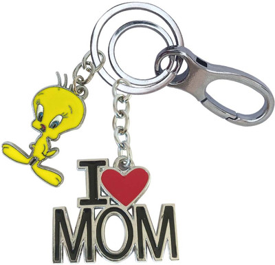 SHOKY LOOKS Metal Metallic Unique I Love Mom With Beautiful Twety Locking Lock Key Chain