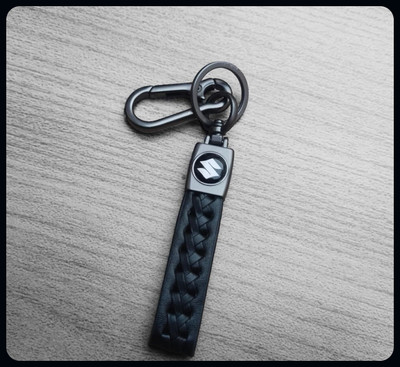 MAG BEE Suzuki logo leather strap with hook (Black)-Premium Key Chain