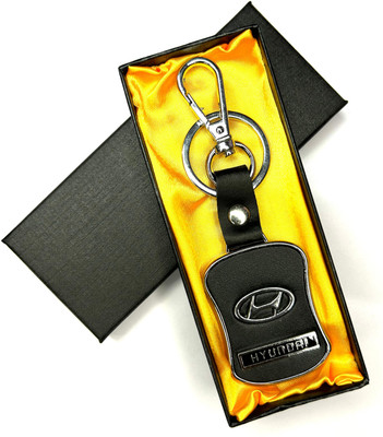 FLAMBE hyundai R Leather box Car Keychain Genuine Leather Key Chain