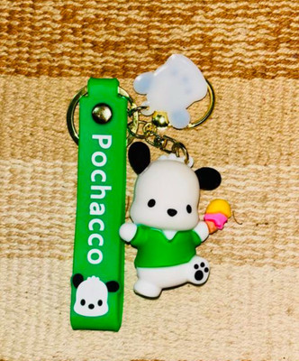 SHRI JI Cute Dog Pvc Rubber Keychain & Keyring | Pochacco (Green) Key Chain