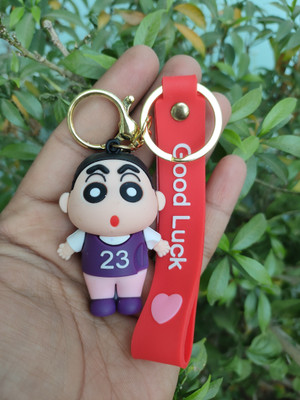 Niztech Shinchan Dark Purple Suit Strap Keychain Keyrings Creative Cool Cute Key Chain