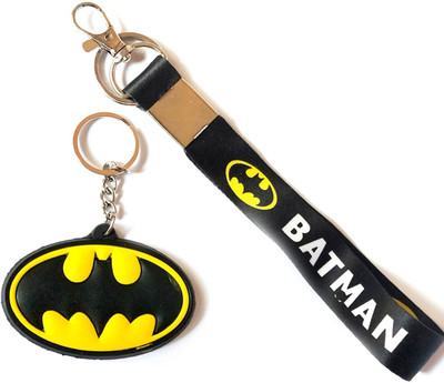 ShopTop Fabric ID Tag of Batman and Batman Rubber Locking Key Chain Key Chain
