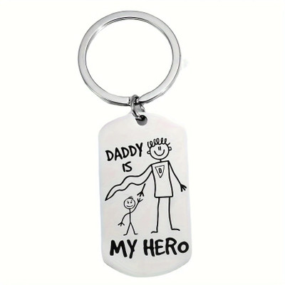 Fashioncreet Daddy Is My Hero Stainless Steel Keychain Super Dad Stick Figure Gift Key Chain