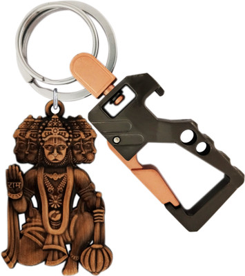 MGP FASHION Panchmukhi Hanuman Ji Double Sided Metal Key Holder Grey Bottle Opener Key Chain