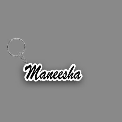 SY Gifts SYG Maneesha Name Keychain White And Black Key Chain