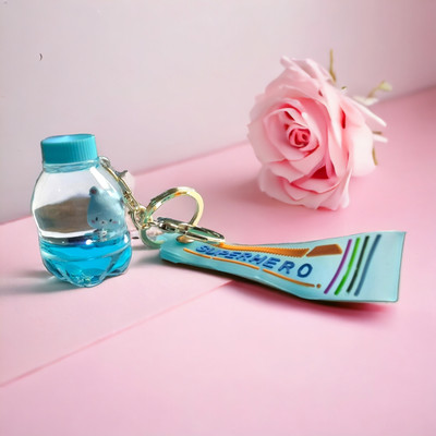 VSS Unicorn Glass Water keyring filled with Glitter. Ideal gift for girls-BottleCap5 Key Chain