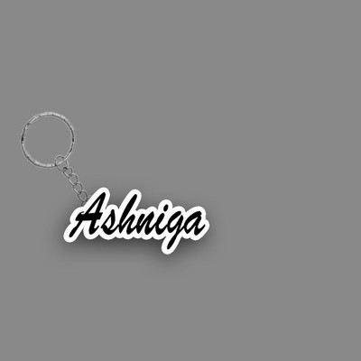 SY Gifts SYG Ashniga Name Keychain White And Black Key Chain