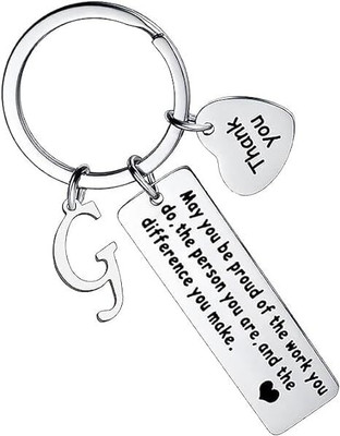 Artisans Crafted Thank You Keychain With Initial Letter Pendant G Key Chain