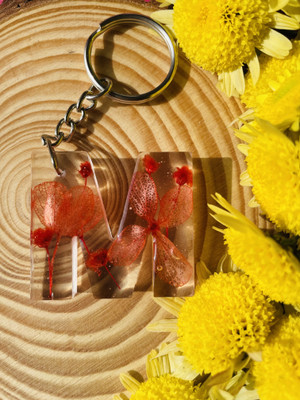 crafcan Resin Real Flowers Keychain | Transparent pack of 1 Key Chain