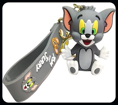 gtrp Keychain-3D Tom & Jerry Grey Doublesided Rubber Key Chain Key Chain