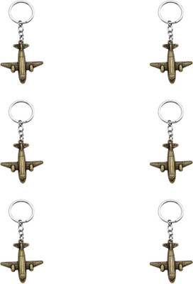 BLESSINGS Set Of 6 Golden Airplane Key Chain