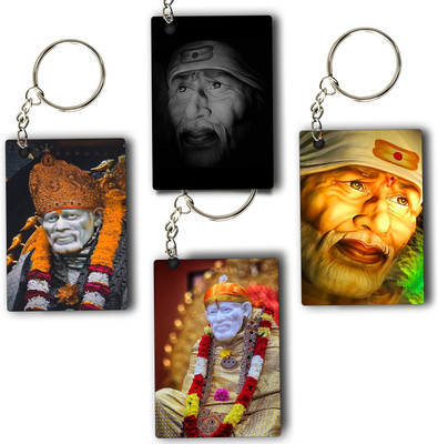 ASvik Creation Premium Saibaba-2 Printed Keychain (Pack of 4) For Bike, Scooty, Car Key Chain