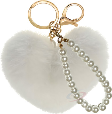 iAccessories Soft Pom Pom Heart with Pearls Key Chain