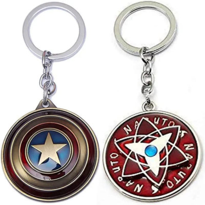 SRG Combo of Captain America Rotating & Naruto spinning rotating keychain_KC Key Chain