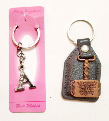 ShopTalk Leather Thor with A letter Key Chain