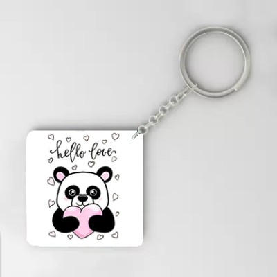 dk printing Panda love printed cute woodan keychain Key Chain