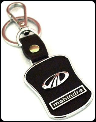 gtrp Trendy-Glow Time Mahindra Leather Keychain - (8cmL x 6cmB, Black) Key Chain