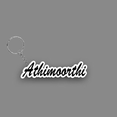 Prihit NEW_BBG Athimoorthi Name Keychain White And Black Key Chain