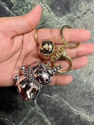 gtrp keychain-Cute Acrylic Unicorn With Bell (Silver) Key Chain