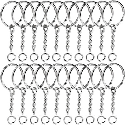 REHTRAD Silver 28mm Open Jump Ring Connector Key Case(Set Of 50) Key Chain