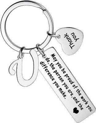 Artisans Crafted Thank You Keychain With Initial Letter Pendant U Key Chain