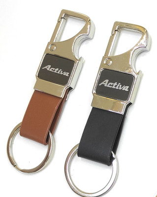 Jdp Novelty 2 pcs Set of Leather Metal Opner Keychain for Activa. Key Chain