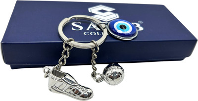 Sahib Collection Football Shoe with Evil Eye Metal Keychain Keyring for Men Women| Pack-1 Key Chain