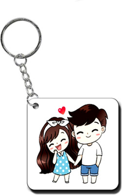 dk printing sweet couple printed cute woodan keychain for bike,car and other key Key Chain